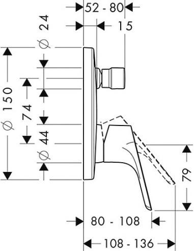 Hansgrohe jaucējkrāns vannai ar dušu Focus E2...