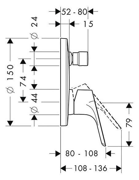 Hansgrohe jaucējkrāns vannai ar dušu Focus E2 31945000
