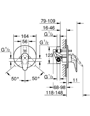 Grohe jaucējkrāns vannai ar dušu Eurostyle 23730003 - 3