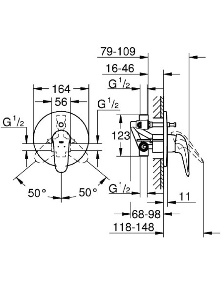Grohe jaucējkrāns vannai ar dušu Eurostyle 23730003 - 3 Grohe jaucējkrāns vannai ar dušu Eurostyle 23730003 - 3
