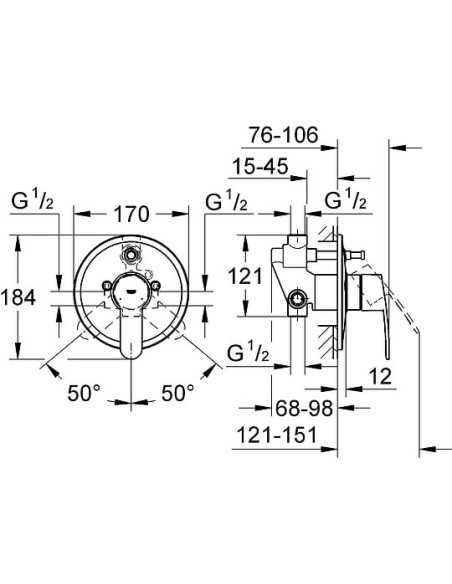 Grohe jaucējkrāns vannai ar dušu Eurostyle Cosmopolitan 33637002 - 3