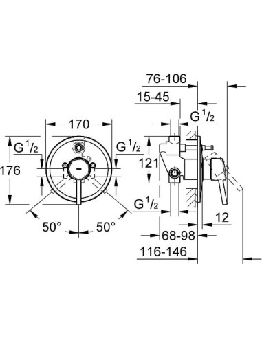 Grohe jaucējkrāns vannai ar dušu Concetto 32214001 - 3