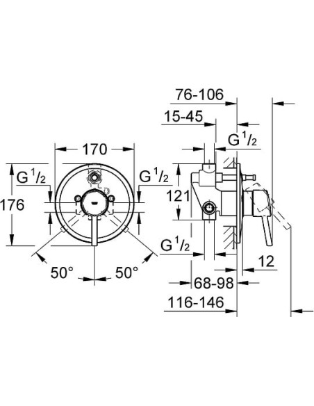Grohe jaucējkrāns vannai ar dušu Concetto 32214001 - 3 Grohe jaucējkrāns vannai ar dušu Concetto 32214001 - 3