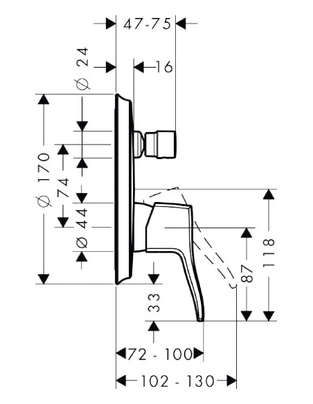 Hansgrohe jaucējkrāns vannai ar dušu Metris Classic 31485000