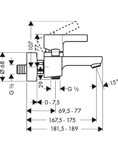 Hansgrohe jaucējkrāns vannai ar dušu Metris S...