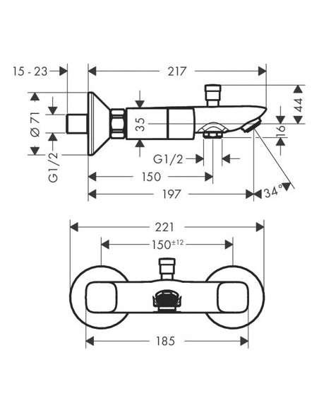 Hansgrohe jaucējkrāns vannai ar dušu Logis 71243000