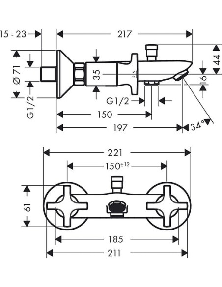 Hansgrohe jaucējkrāns vannai ar dušu Logis Classic 71240000 HG