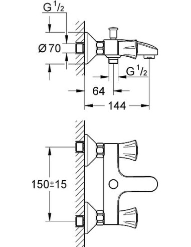 Grohe jaucējkrāns vannai ar dušu Costa 25450001 - 3