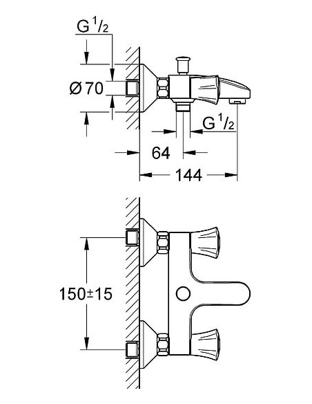 Grohe jaucējkrāns vannai ar dušu Costa 25450001 - 3 Grohe jaucējkrāns vannai ar dušu Costa 25450001 - 3