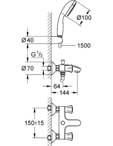 Grohe jaucējkrāns vannai ar dušu Costa L 2546010A - 5