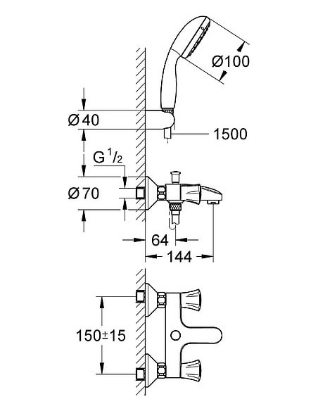 Grohe jaucējkrāns vannai ar dušu Costa L 2546010A - 5 Grohe jaucējkrāns vannai ar dušu Costa L 2546010A - 5