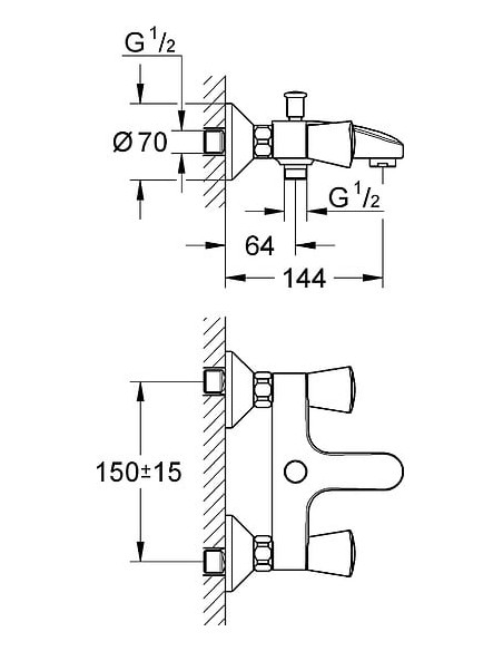 Grohe jaucējkrāns vannai ar dušu Costa S 25483001 - 5 Grohe jaucējkrāns vannai ar dušu Costa S 25483001 - 5