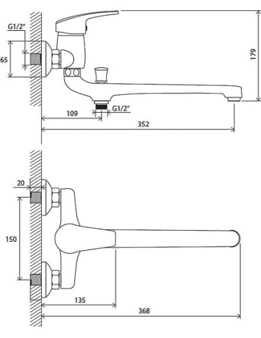 Ravak universāls jaucējkrāns Rosa RS 051.00/150 - 3