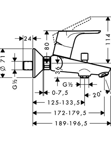 Hansgrohe jaucējkrāns vannai ar dušu Focus E2...