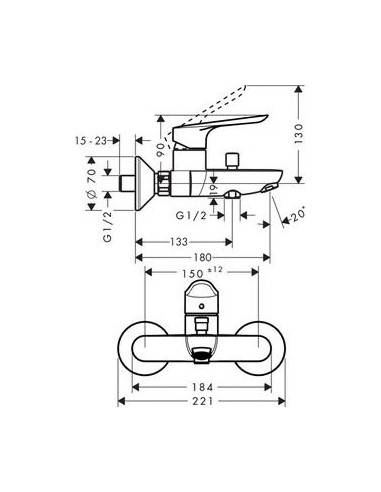 Hansgrohe jaucējkrāns vannai ar dušu Logis E...