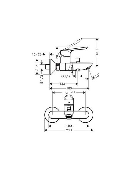 Hansgrohe jaucējkrāns vannai ar dušu Logis E 71403000