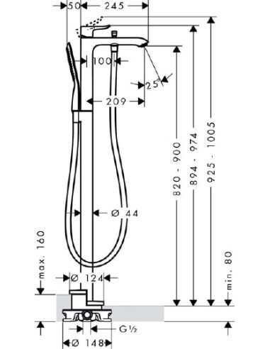 Hansgrohe jaucējkrāns vannai ar dušu Metris...