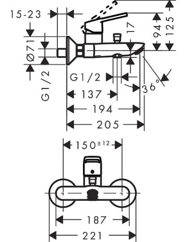 Hansgrohe jaucējkrāns vannai ar dušu Logis loop...