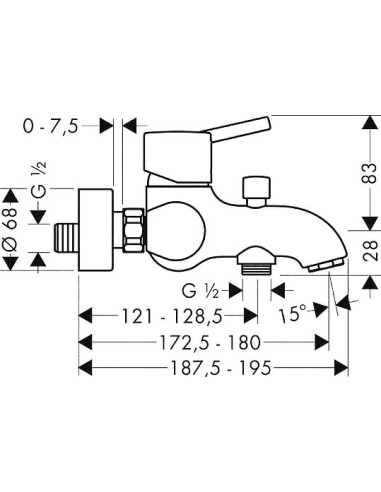 Hansgrohe jaucējkrāns vannai ar dušu Talis S...