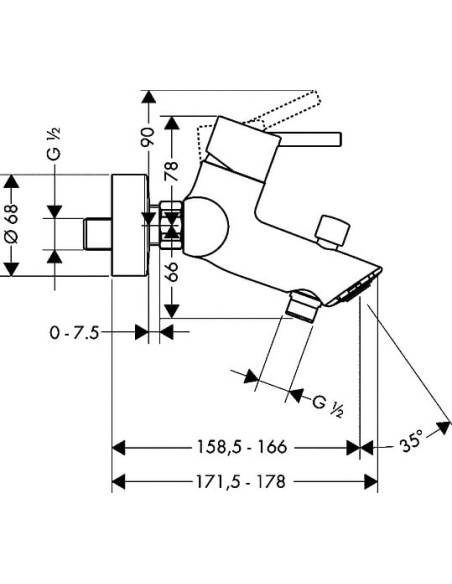 Hansgrohe jaucējkrāns vannai ar dušu Talis S2 32440000