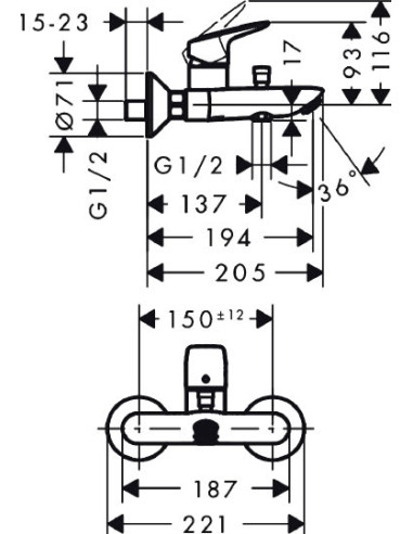 Hansgrohe jaucējkrāns vannai ar dušu Logis...
