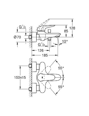 Grohe jaucējkrāns vannai ar dušu Eurostyle 23726003 - 3