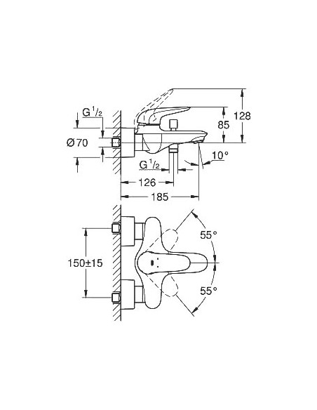 Grohe jaucējkrāns vannai ar dušu Eurostyle 23726003 - 3