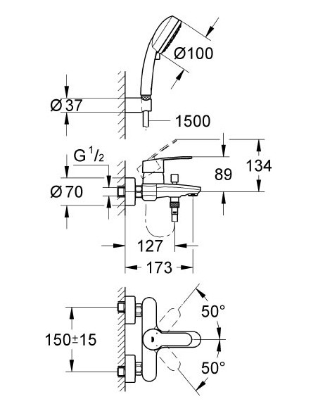 Grohe jaucējkrāns vannai ar dušu Eurostyle Cosmopolitan 3359220A - 3 Grohe jaucējkrāns vannai ar dušu Eurostyle Cosmopolitan 3359220A - 3