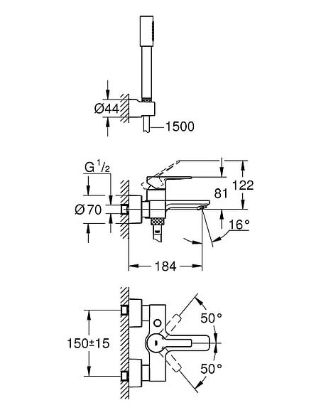 Grohe jaucējkrāns vannai ar dušu Lineare New 33850001 - 5