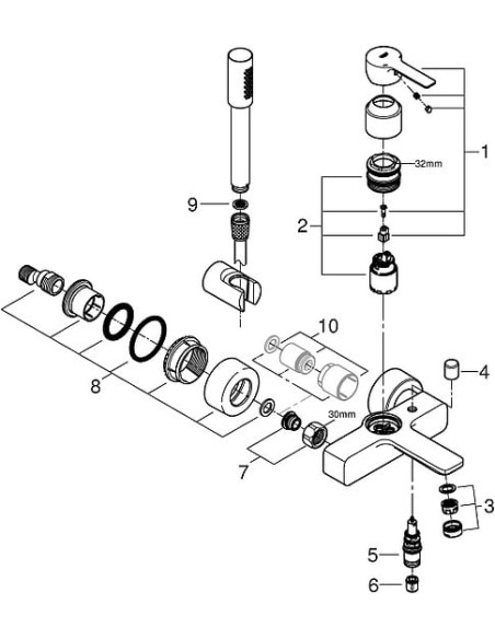 Grohe jaucējkrāns vannai ar dušu Lineare New 33850001 - 6