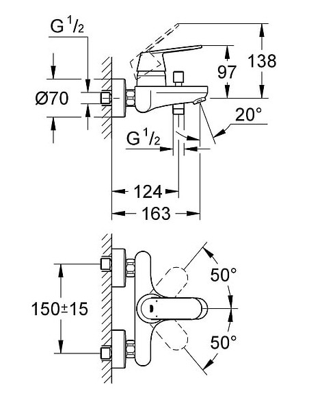 Grohe jaucējkrāns vannai ar dušu Eurosmart Cosmopolitan 32831000 - 5