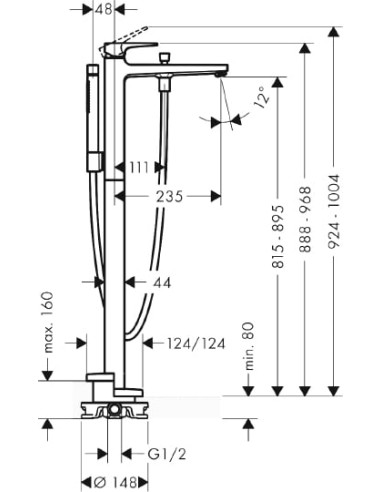 Hansgrohe jaucējkrāns vannai ar dušu Metropol...