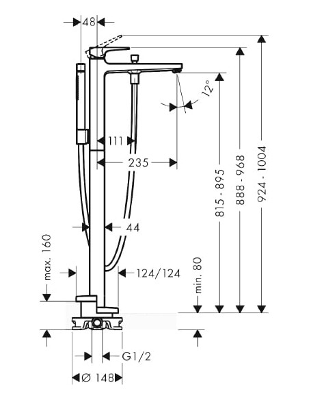 Hansgrohe jaucējkrāns vannai ar dušu Metropol 32532700