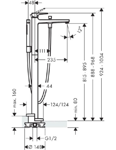 Hansgrohe jaucējkrāns vannai ar dušu Metropol...