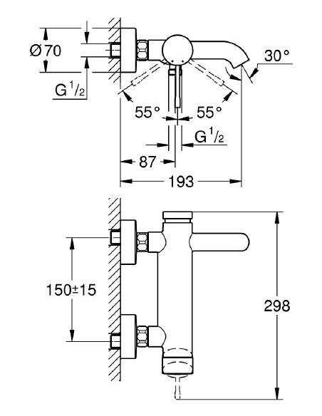 Grohe jaucējkrāns vannai ar dušu Essence New 33624DL1 - 3