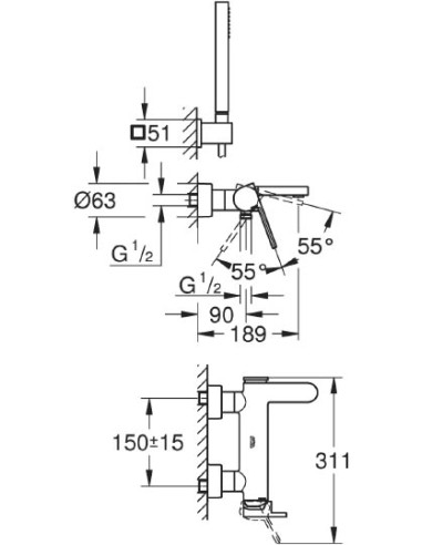 Grohe jaucējkrāns vannai ar dušu Plus 33547003 - 4