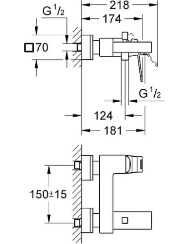 Grohe jaucējkrāns vannai ar dušu Eurocube 23140000 - 7