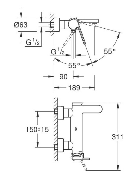 Grohe jaucējkrāns vannai ar dušu Plus 33553003 - 5