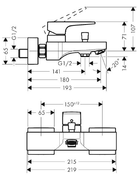 Hansgrohe jaucējkrāns vannai ar dušu Metropol 32540700