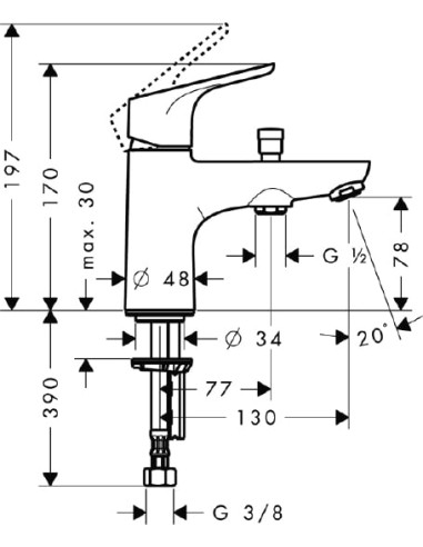 Hansgrohe jaucējkrāns vannai ar dušu Focus E2...
