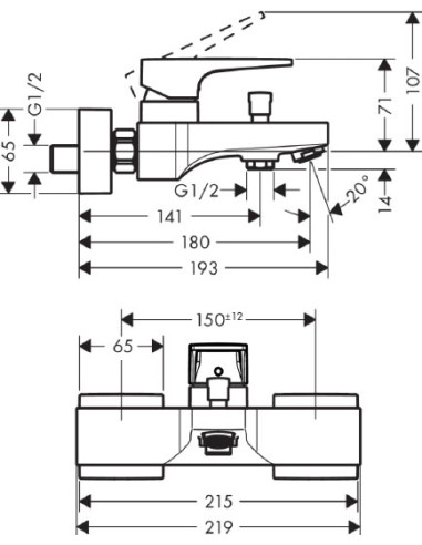 Hansgrohe jaucējkrāns vannai ar dušu Metropol...