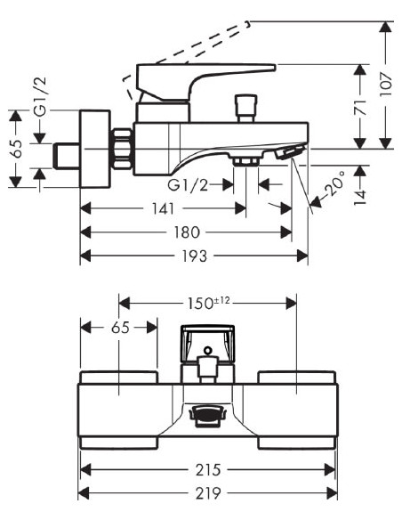 Hansgrohe jaucējkrāns vannai ar dušu Metropol 74540000