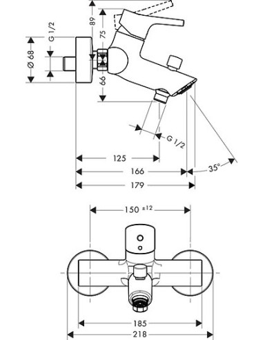 Hansgrohe jaucējkrāns vannai ar dušu Talis S...