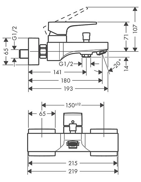 Hansgrohe jaucējkrāns vannai ar dušu Metropol 32540000