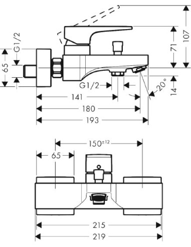 Hansgrohe jaucējkrāns vannai ar dušu Metropol...