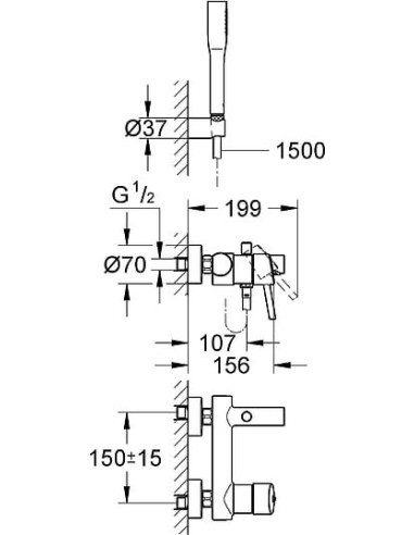 Grohe jaucējkrāns vannai ar dušu Concetto 32212001 - 5