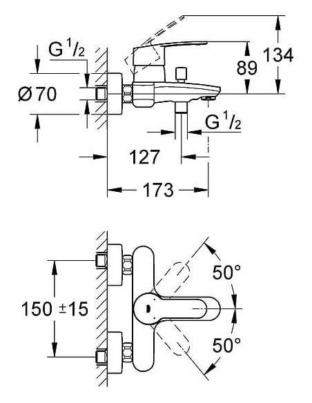 Grohe jaucējkrāns vannai ar dušu Eurostyle Cosmopolitan 33591002 - 14