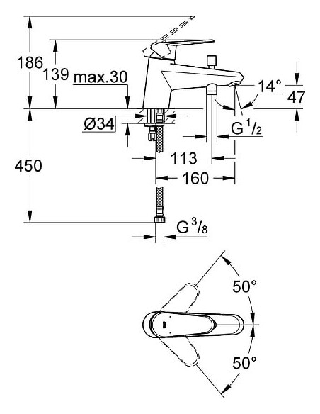 Grohe jaucējkrāns vannai ar dušu Eurodisc Cosmopolitan 33192002 - 4