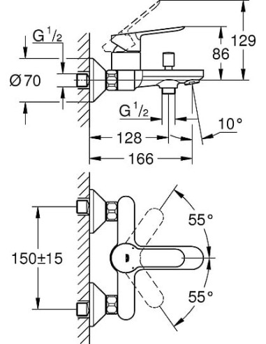 Grohe jaucējkrāns vannai ar dušu BauEdge 23605000 - 3