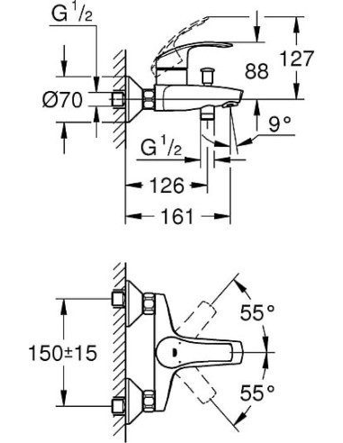 Grohe jaucējkrāns vannai ar dušu Eurosmart New 33300002 - 4
